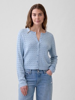 Ženski pamučni kardigan s rupičastim uzorkom