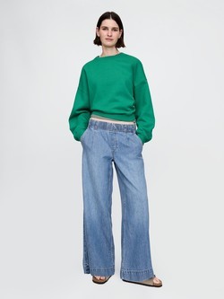 Ženske UltraSoft baggy jeans hlače s naborima