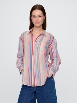 Ženska oversized fit prugasta košulja dugih rukava