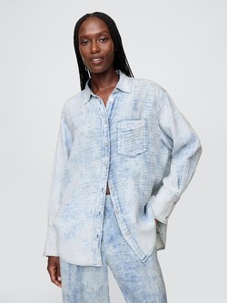 Ženska oversized fit denim košulja dugih rukava