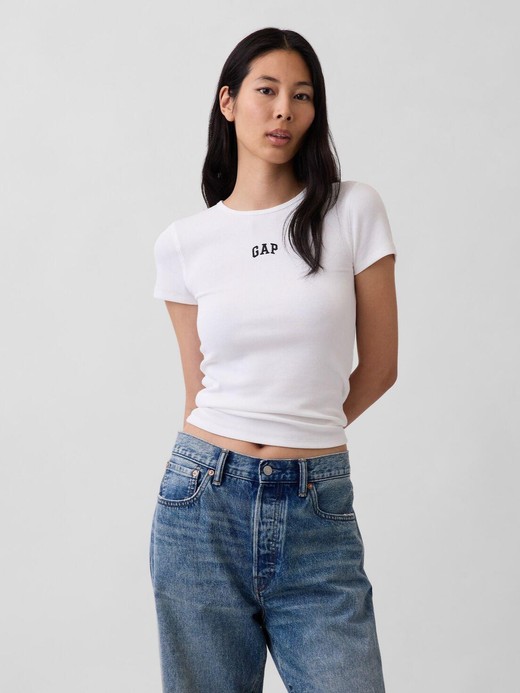 Slika za Gap logo ženska rebrasta majica kratkih rukava od Gap