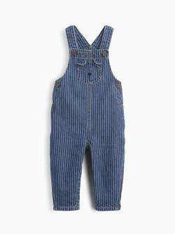 Prugaste denim hlače s naramenicama za bebe