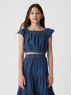 Denim top kratkih rukava za djevojčice