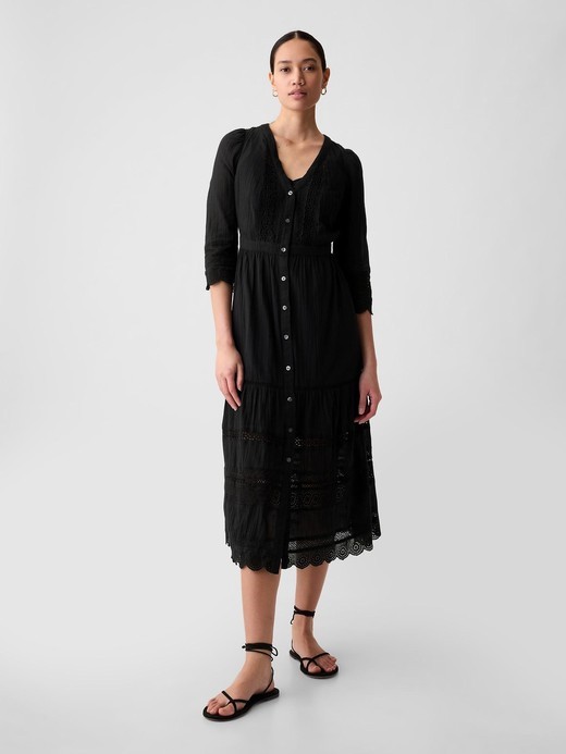 Slika za Ženska midi haljina s čipkom od Gap