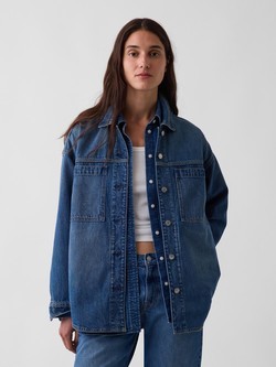 Ženska oversized denim košulja-jakna