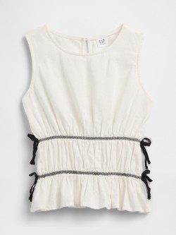 Top od mješavine lana s mašnama za djevojčice