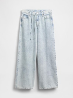 Ženske baggy jeans hlače s trakom za vezanje