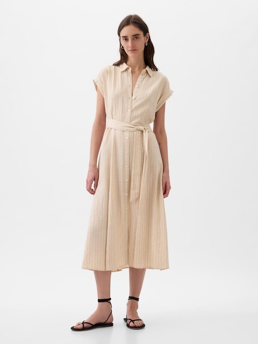 Slika za Ženska midi košulja-haljina od mješavine lana od Gap