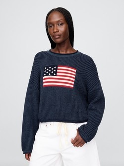 Americana cropped ženski pleten pulover