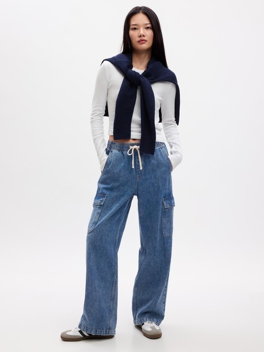 Slika za Ženske jeans hlače s visokim strukom i širokim nogavicama od Gap