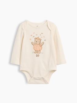 Pamučni body dugih rukava s otiskom za bebe