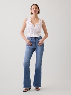 Ženske 90s flared jeans hlače s visokim strukom
