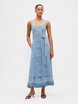 Ženska midi denim haljina s gumbima