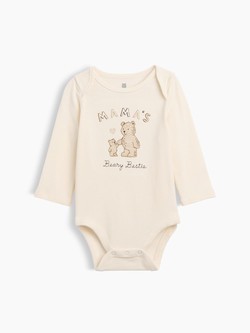Pamučni body dugih rukava s otiskom za bebe
