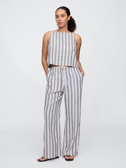 Ženske wide leg hlače od mješavine lana