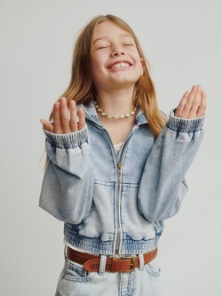 Denim jakna s kapuljačom za djevojčice