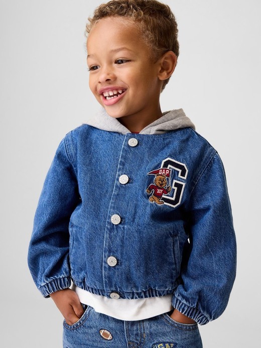 Slika za Varsity logo denim jakna s kontrastnom kapuljačom za djecu dječake od Gap