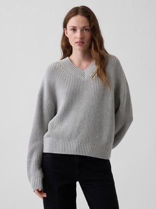Ženski oversized fit pleten pamučni pulover